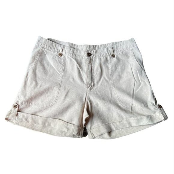 𝅺PATAGONIA Island Hemp Casual Solid Ivory Organic Cotton Blend Shorts. Size 14 - Picture 1 of 8